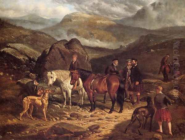 Hunting on the Scottish Highlands Oil Painting by Arthur Fitzwilliam Tait