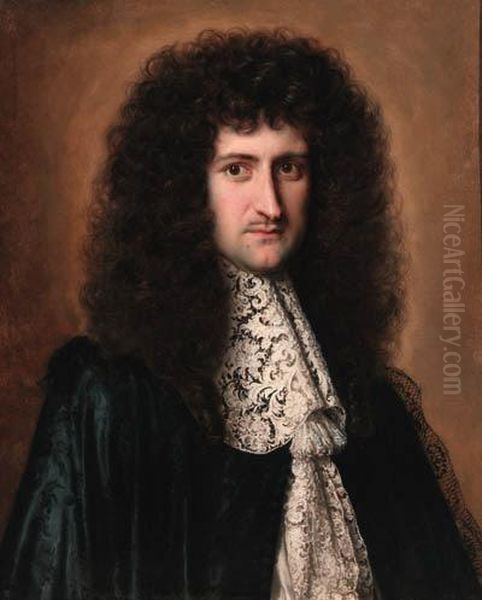 Portrait Of A Gentleman Said To 
Be Lorenzo Colonna, Half-length, Ina Black Jacket With A Lace Collar Oil Painting by Jacob Ferdinand Voet