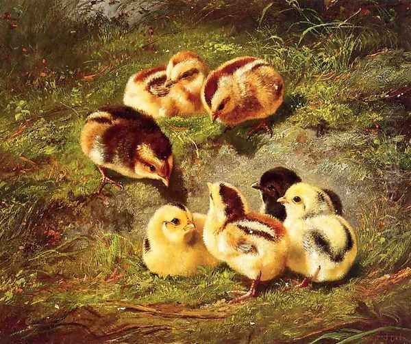 Chickens Oil Painting by Arthur Fitzwilliam Tait