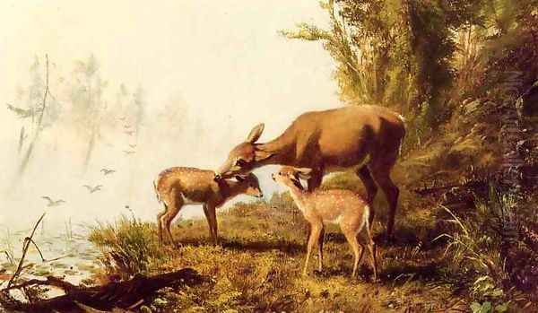 Deer in the Woods Oil Painting by Arthur Fitzwilliam Tait