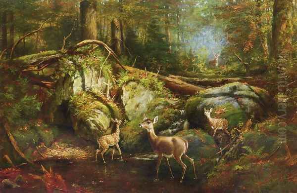 Deer in the Adirondacks Oil Painting by Arthur Fitzwilliam Tait