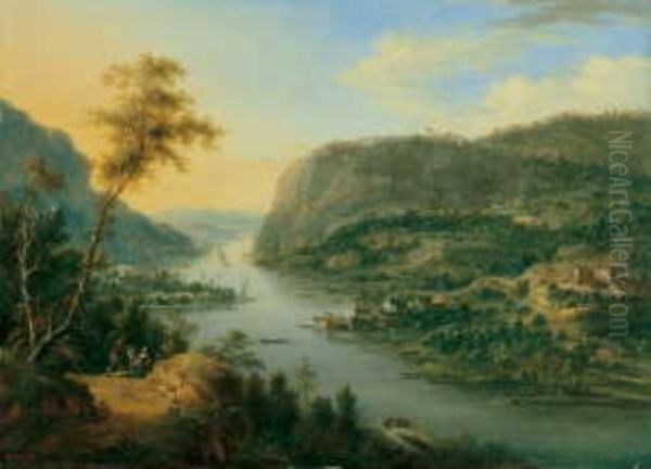 Elblandschaft Oil Painting by Johann Christian Vollerdt or Vollaert