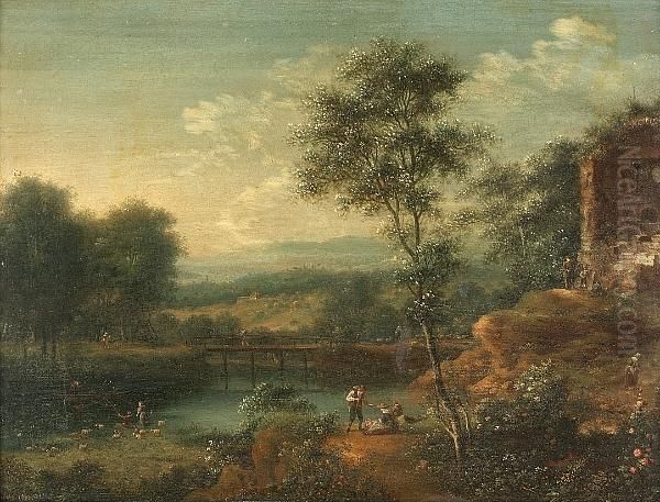 Rhenish Landscapes - A Set Of Four Oil Painting by Johann Christian Vollerdt or Vollaert