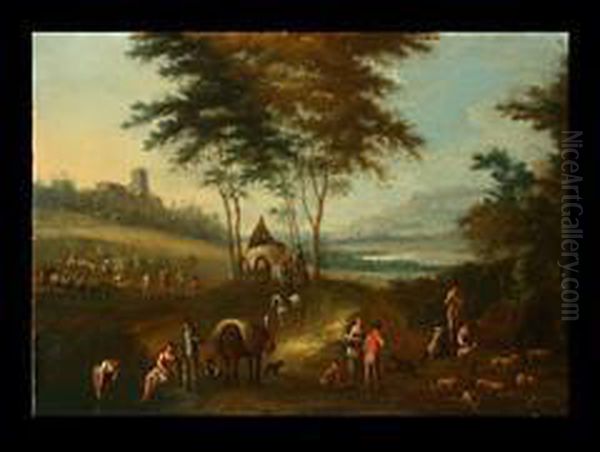 Die Heuernte Oil Painting by Johann Christian Vollerdt or Vollaert