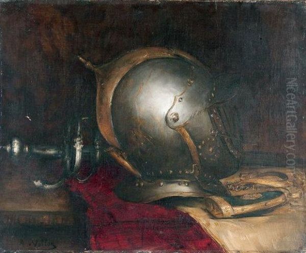 Nature Morte Au Heaume Et A L'epee Oil Painting by Antoine Vollon