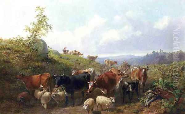 Down the road in Franklin County New York Oil Painting by Arthur Fitzwilliam Tait