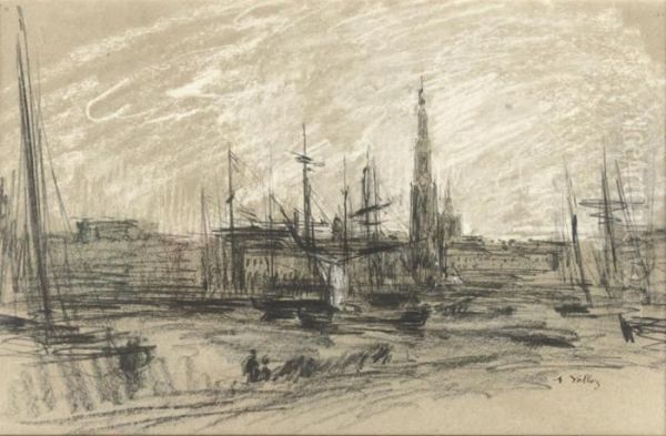 The Harbour Of Antwerp Oil Painting by Antoine Vollon