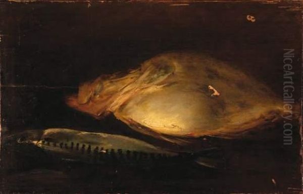 Nature Morte Aux Poissons Oil Painting by Antoine Vollon