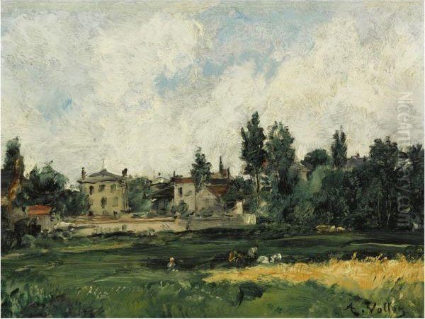 Village Oil Painting by Antoine Vollon