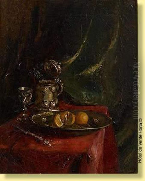 Nature Morte Aux Pieces D'orfevre Oil Painting by Antoine Vollon