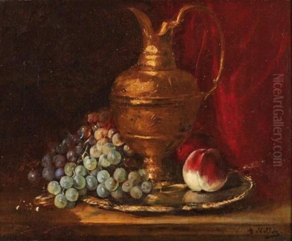 Nature Morte Aux Fruits Et Aiguiere Oil Painting by Antoine Vollon