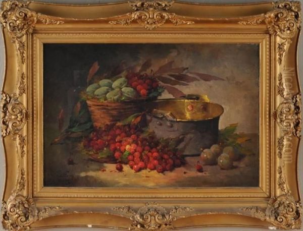 Still Life With Cherries Oil Painting by Antoine Vollon