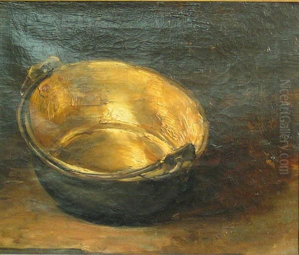 A Still Life Of A Copper Basin Oil Painting by Antoine Vollon