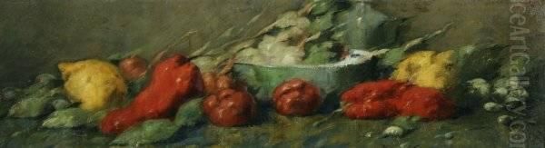 Fruit And Vegetableharvest Oil Painting by Antoine Vollon