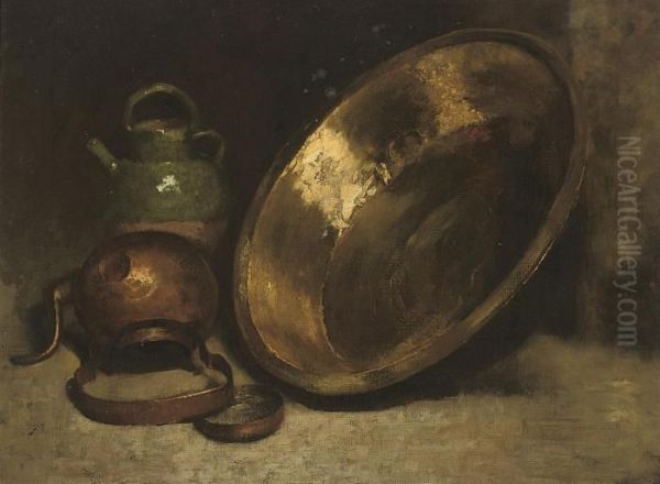 Still Life Of Kitchen Utensils Oil Painting by Antoine Vollon