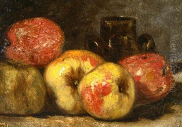 Still Life Of Apples And Jug Oil Painting by Antoine Vollon