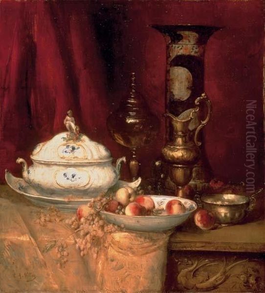 Still Life Of Elegant Objects Oil Painting by Antoine Vollon