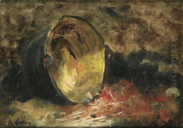 La Bassine De Cuivre [ ; Brass 
Cooking Vessel ; Oil On Canvas ; Signed Lower Left A.vollon] Oil Painting by Antoine Vollon