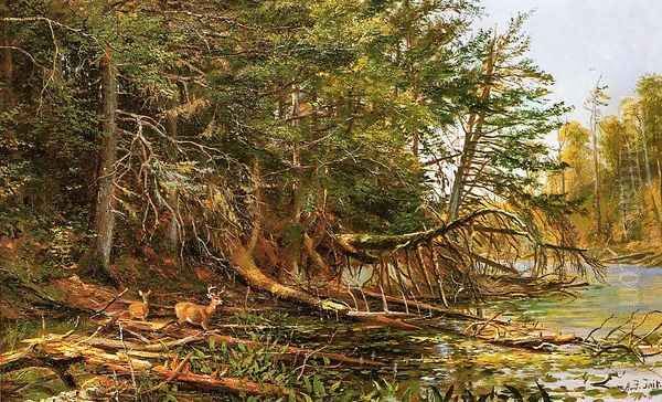 The Outlet of St. Regis Lake Oil Painting by Arthur Fitzwilliam Tait