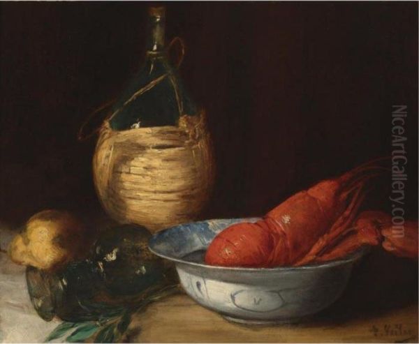 Still Life With Lobster Oil Painting by Antoine Vollon