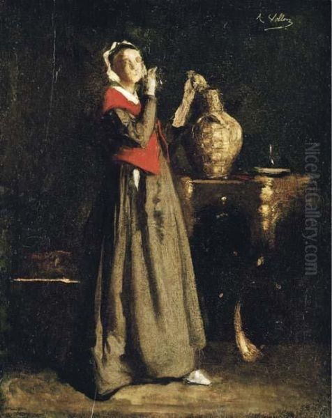 Femme A La Cruche Oil Painting by Antoine Vollon