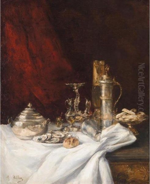 Nature Morte Aux Huitres Oil Painting by Antoine Vollon