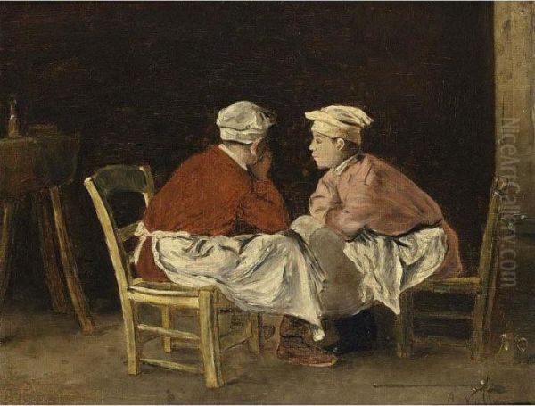 Confidences Oil Painting by Antoine Vollon