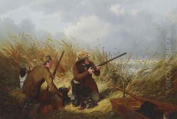 Duck Shooting Over Decoys Oil Painting by Arthur Fitzwilliam Tait