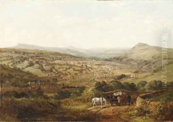 A View of Halifax, Yorkshire Oil Painting by Arthur Fitzwilliam Tait