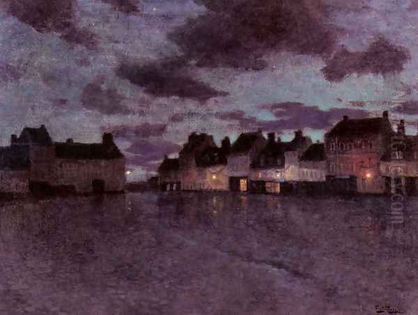 Marketplace In France, After A Rainstorm Oil Painting by Fritz Thaulow