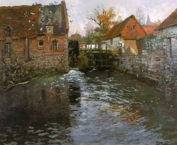 The Mill Pond Oil Painting by Fritz Thaulow