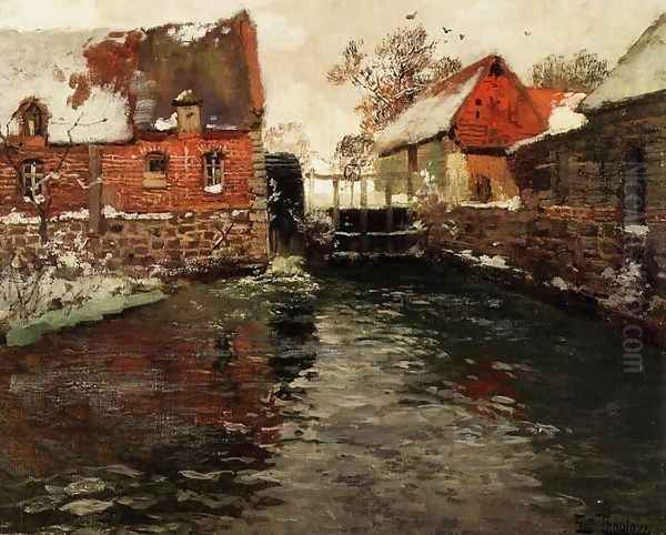 The Mill Oil Painting by Fritz Thaulow