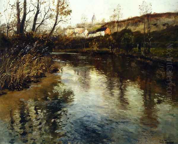 Elvelandskap (River Landscape) Oil Painting by Fritz Thaulow