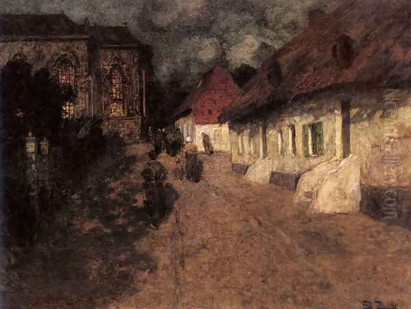 Midnight Mass Oil Painting by Fritz Thaulow