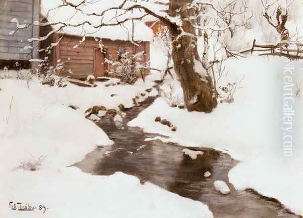 Winter on the Isle of Stord Oil Painting by Fritz Thaulow