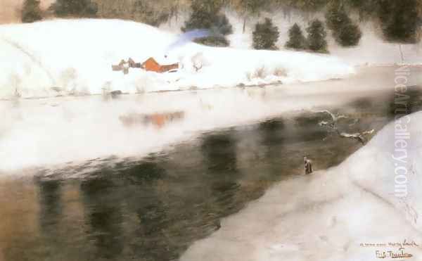 Winter at Simoa River Oil Painting by Fritz Thaulow