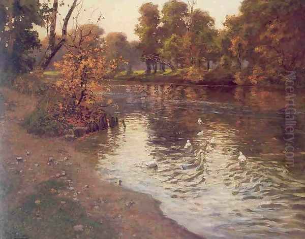 ducks Oil Painting by Fritz Thaulow