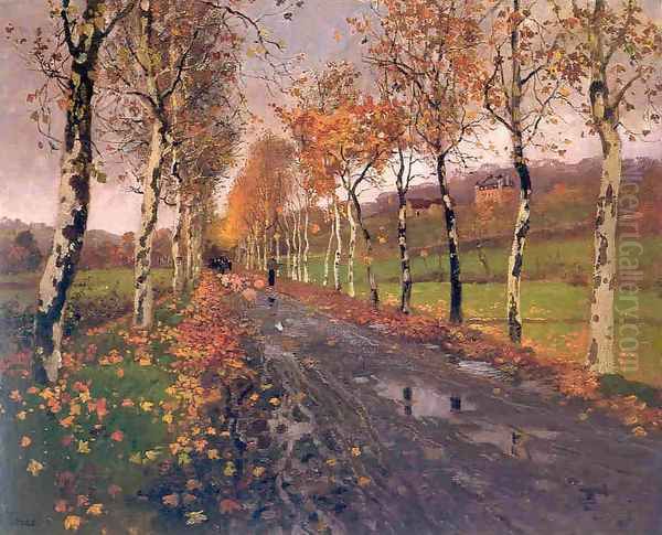 The road Oil Painting by Fritz Thaulow