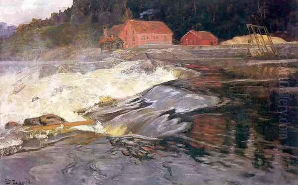 Waterfall at Norway Oil Painting by Fritz Thaulow