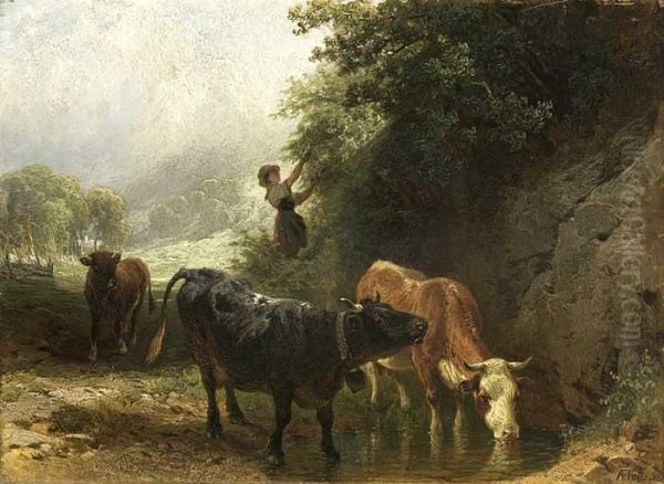 Signiert, Datiert: 68 Oil Painting by Friedrich Johann Voltz