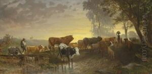 Heimkehr. Oil Painting by Friedrich Johann Voltz