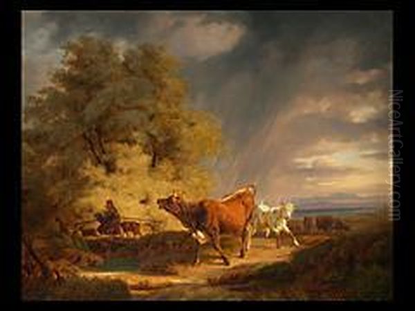 Das Aufziehende Gewitter Oil Painting by Friedrich Johann Voltz