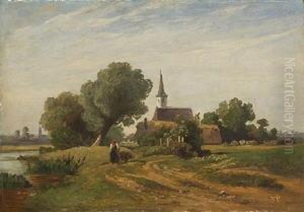 Bauerin Mit Schubkarre Oil Painting by Friedrich Johann Voltz