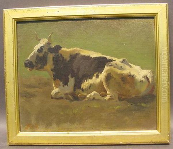 Cow At Rest Oil Painting by Friedrich Johann Voltz