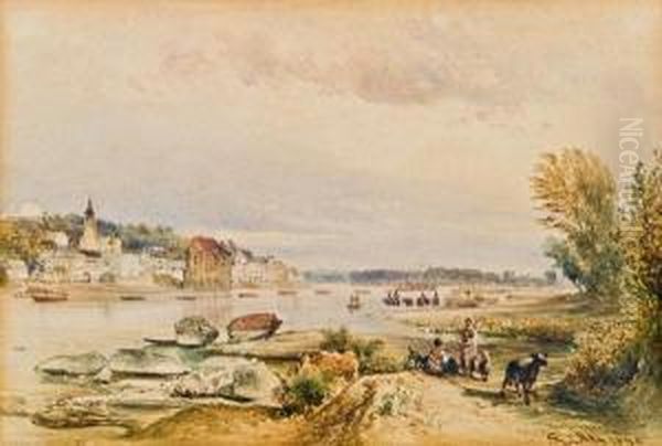 Mauthausen An Der Donau Oil Painting by Rudolf Ritter von Alt