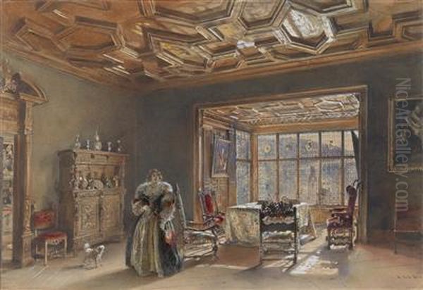 The Maximilian Room In Rozmberk Castle On The Vltava Oil Painting by Rudolf Ritter von Alt