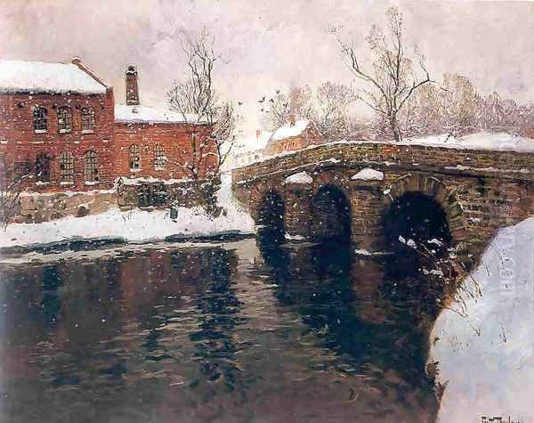 Old bridge Oil Painting by Fritz Thaulow