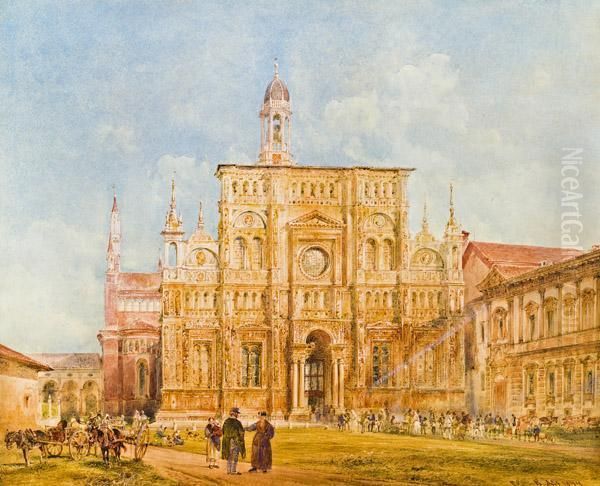 Certosa Di Pavia (kartause Von Pavia) Oil Painting by Rudolf Ritter von Alt