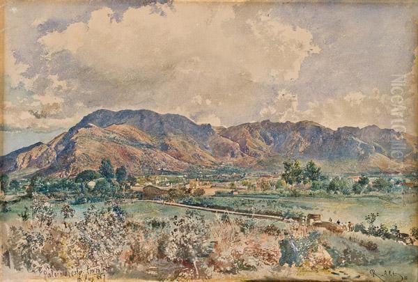 Blick Auf Palermo (gesamtansicht Von Osten) Oil Painting by Rudolf Ritter von Alt