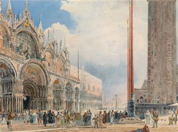 Der Markusplatz In Venedig Oil Painting by Rudolf Ritter von Alt